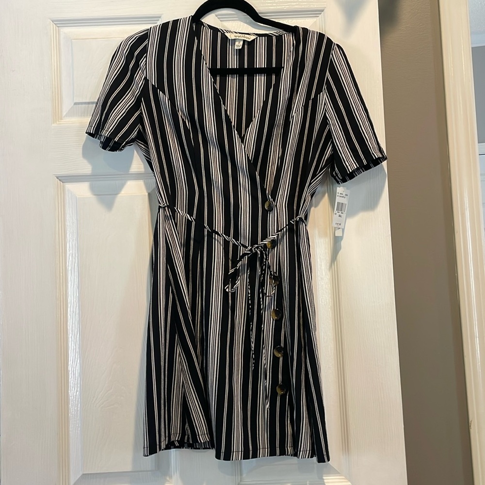 Black and white stripped wrap dress